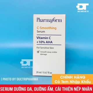 Serum trắng da, tẩy tế bào chết, giảm thâm mụn, chống lão hóa pharmaform vitamin c + aha 10% c-smoothing 20ml