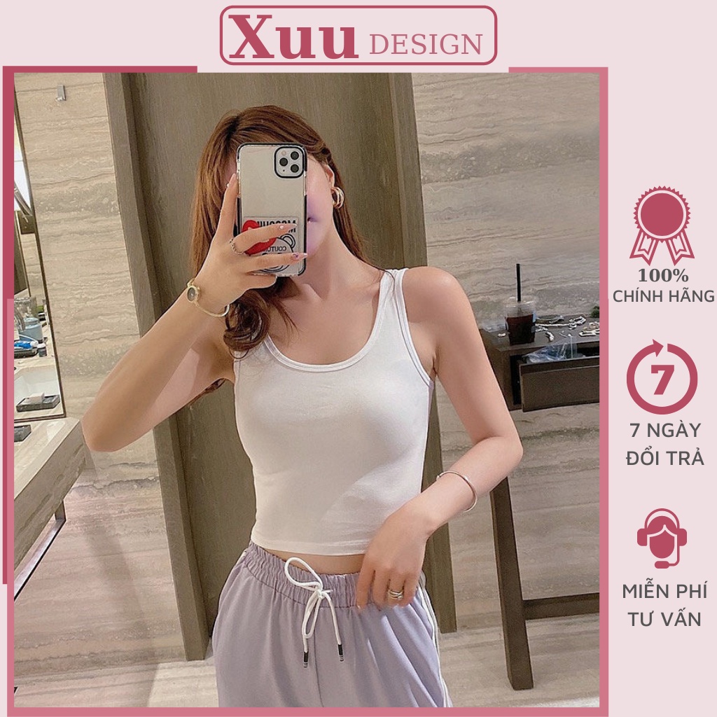 Áo croptop body chất cotton co dãn Xuu Design, Áo ba lỗ trơn kiểu dáng đơn giản nhiều màu siêu đẹp AD05