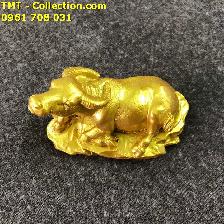 Tượng Con Trâu Vàng, trưng bày trên bàn sách, bàn làm việc, trên xe oto-TMT Collection - SP005039