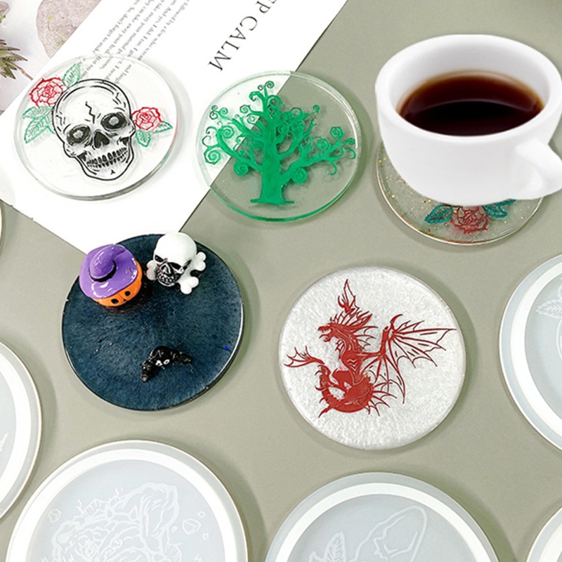 Khuôn Silicone Làm Đế Lót Ly Handmade Hình Đầu Lâu Khủng Long Độc Đáo