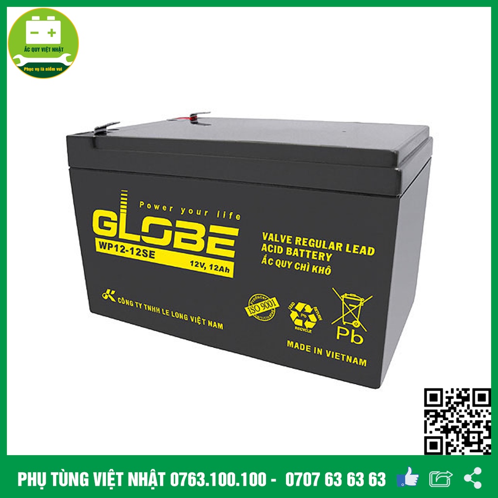 Ắc Quy Điện Tử WP12-12SE (12V - 12AH) Kích thước (mm): Dài 151 x Rộng 98 x Cao 93, Tổng cao 98 (±1)