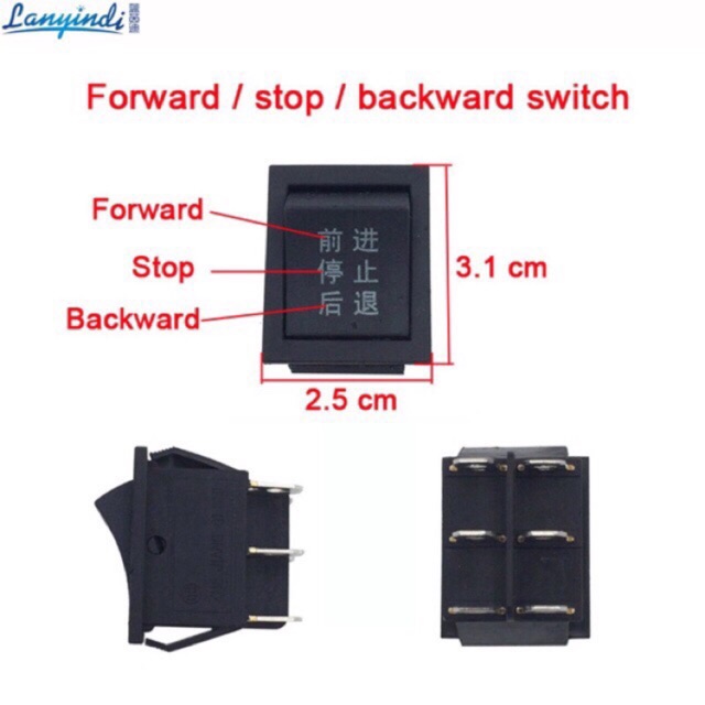 [ SIÊU RẺ ] Công Tắc Tiến Lùi 3 Chiều 6 Chấu Dành Cho Ô Tô Xe Máy Điện Trẻ Em