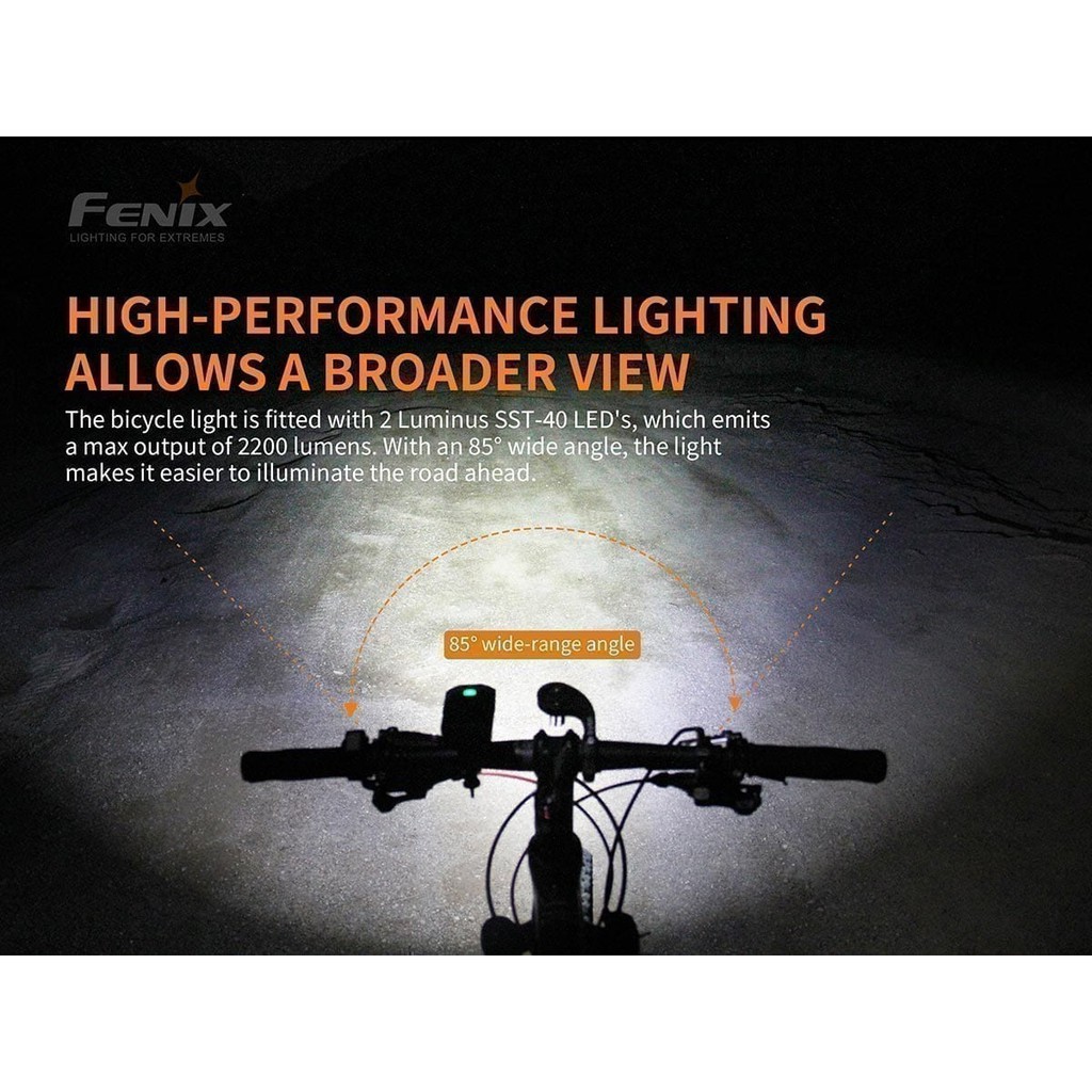 Đèn pin xe đạp FENIX BC30 V2.0 - độ sáng 2200lm chiếu xa 187m sử dụng 2 pin 18650 (không kèm theo)