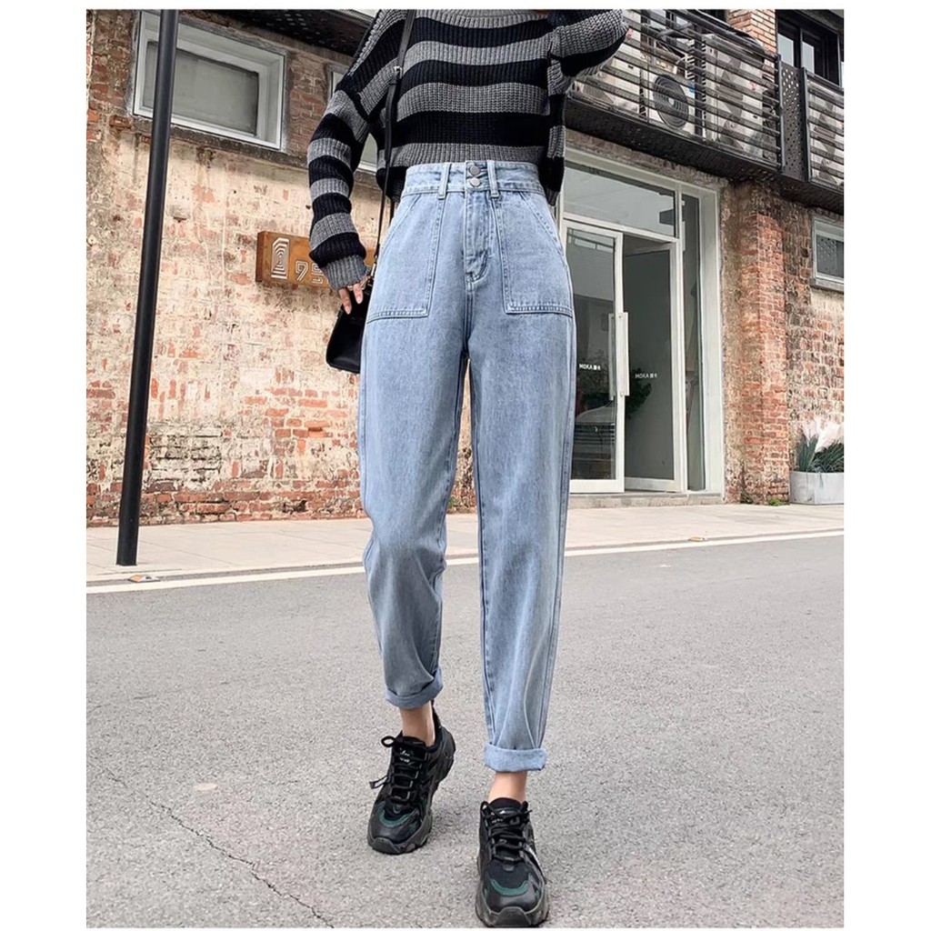 Quần bò baggy nữ quần jean baggy nữ quần jeans nữ lưng cao cạp cao quần nữ đẹp 3 size S M L hot năm 2021 QT20