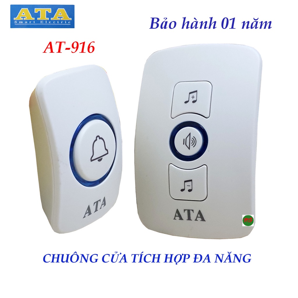 Chuông cửa không dây đa năng ATA AT-916 - 30 kiểu nhạc - kết nối thêm được nút ấn , cửa từ , cảm biến