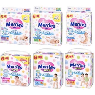 tã bỉm dán quần Merries nội địa Nhật Nb90/S82/M64/L54