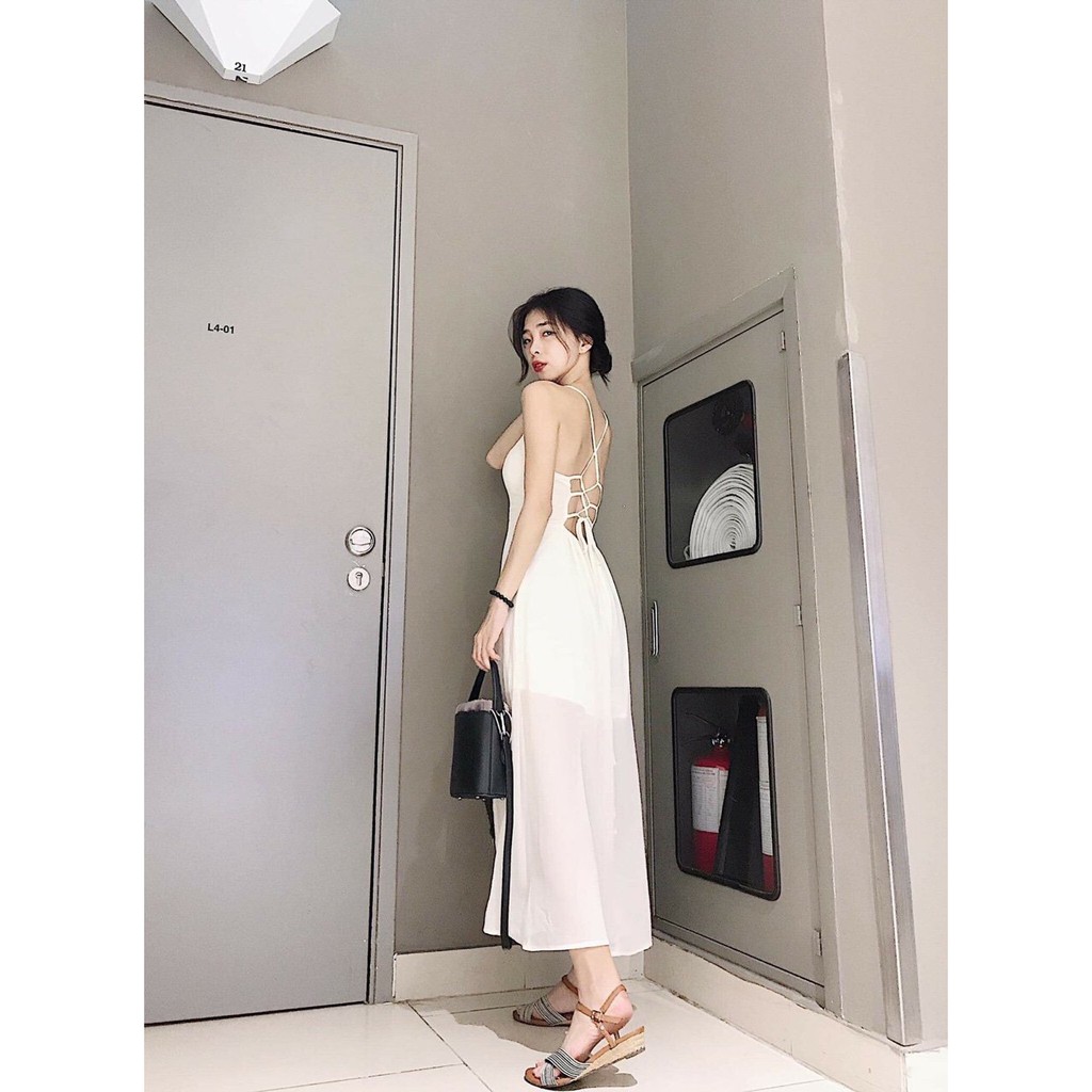 [Cao Cấp] Đầm Maxi Đi Biển, Đầm Váy Hở Lưng Dáng Dài Cực Kỳ Quyến Rũ, Màu Trắng Và Đen | BigBuy360 - bigbuy360.vn