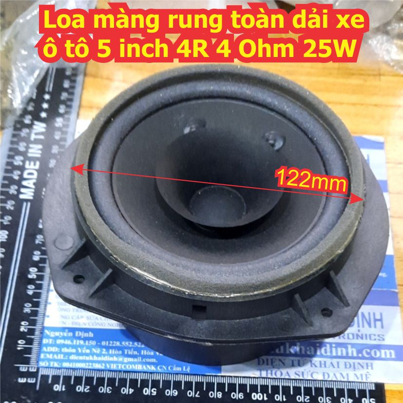 Loa màng rung toàn dải xe ô tô 5 inch 4R 4 Ohm 25W