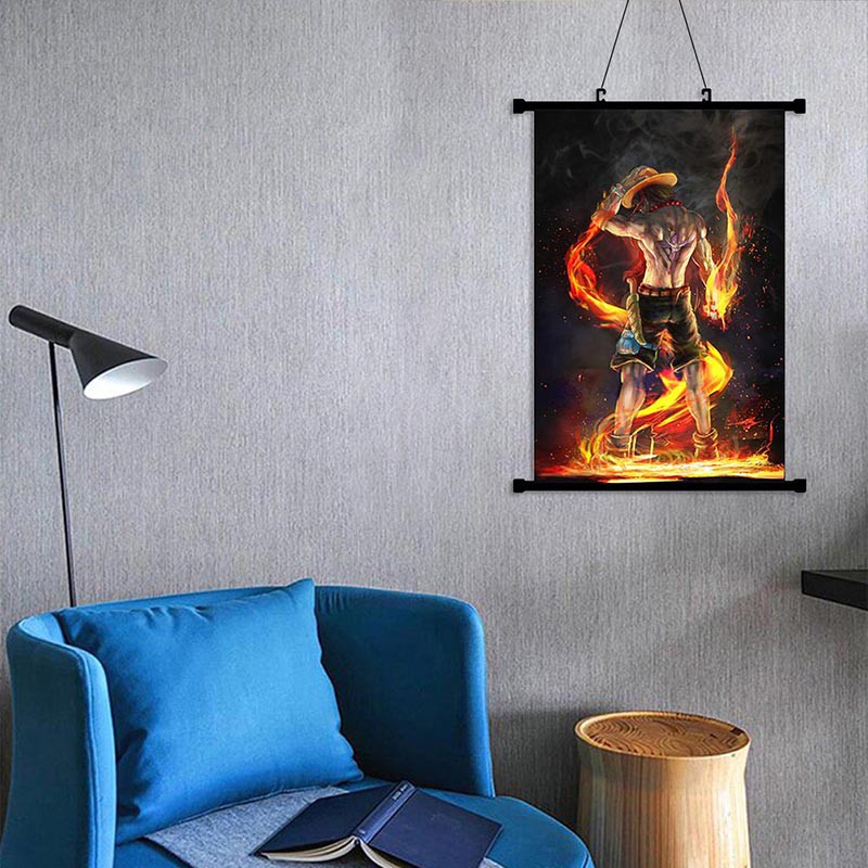 Áp phích hình nhân vật Portgas D. Ace chất liệu vải kích thước 60X90cm