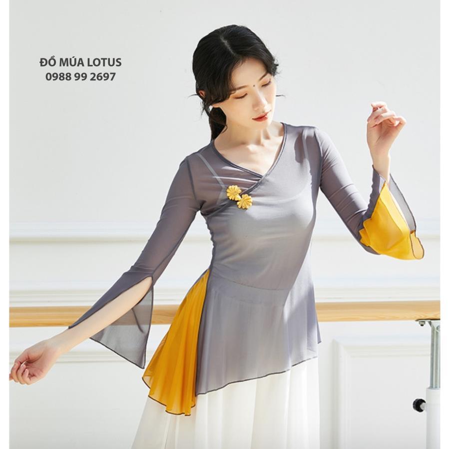 Áo lưới tập múa cổ trang, tập yoga tay loe xẻ, vạt chéo  Đồ Múa Lotus