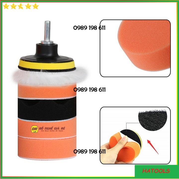 Bộ phớt đánh bóng ô tô mini - Mút bông đánh bóng xe - Đầu đánh bóng gắn máy khoan cầm tay QE127
