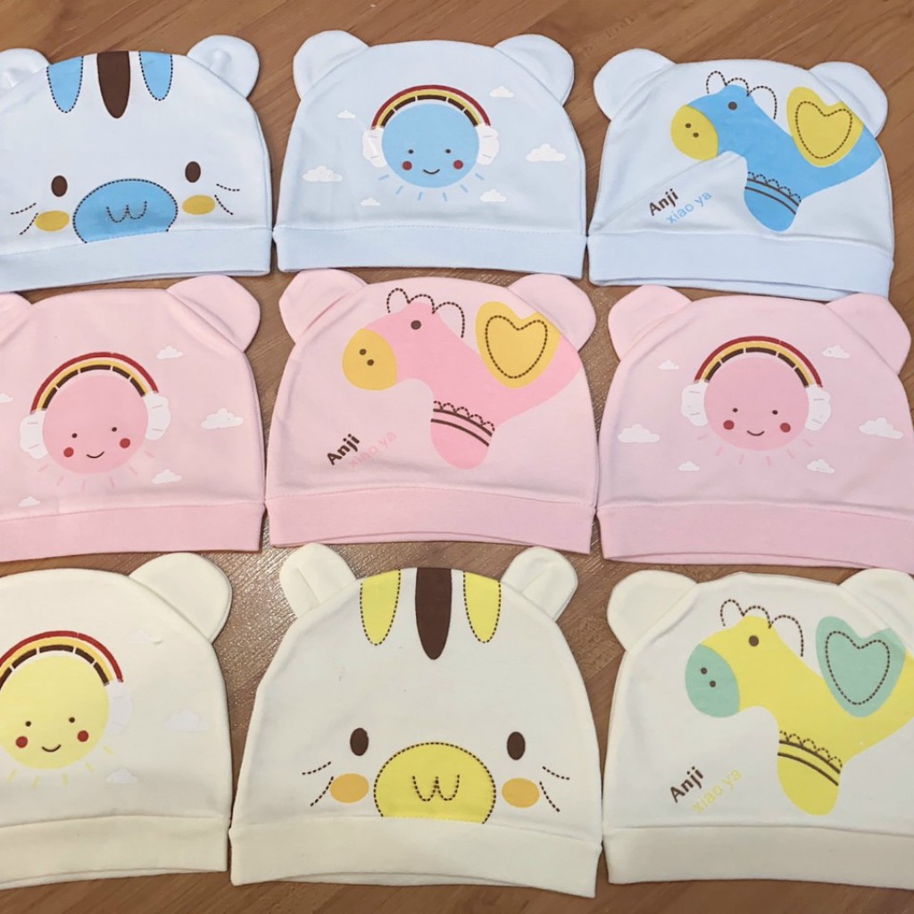 Mũ sơ sinh cho bé 1 đến 3 tháng ( Mũ tai mèo Cotton hàng đẹp cho bé)