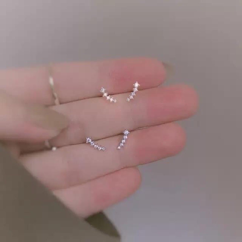 Bông tai sao băng đính đá lấp lánh LINH MIU SILVER