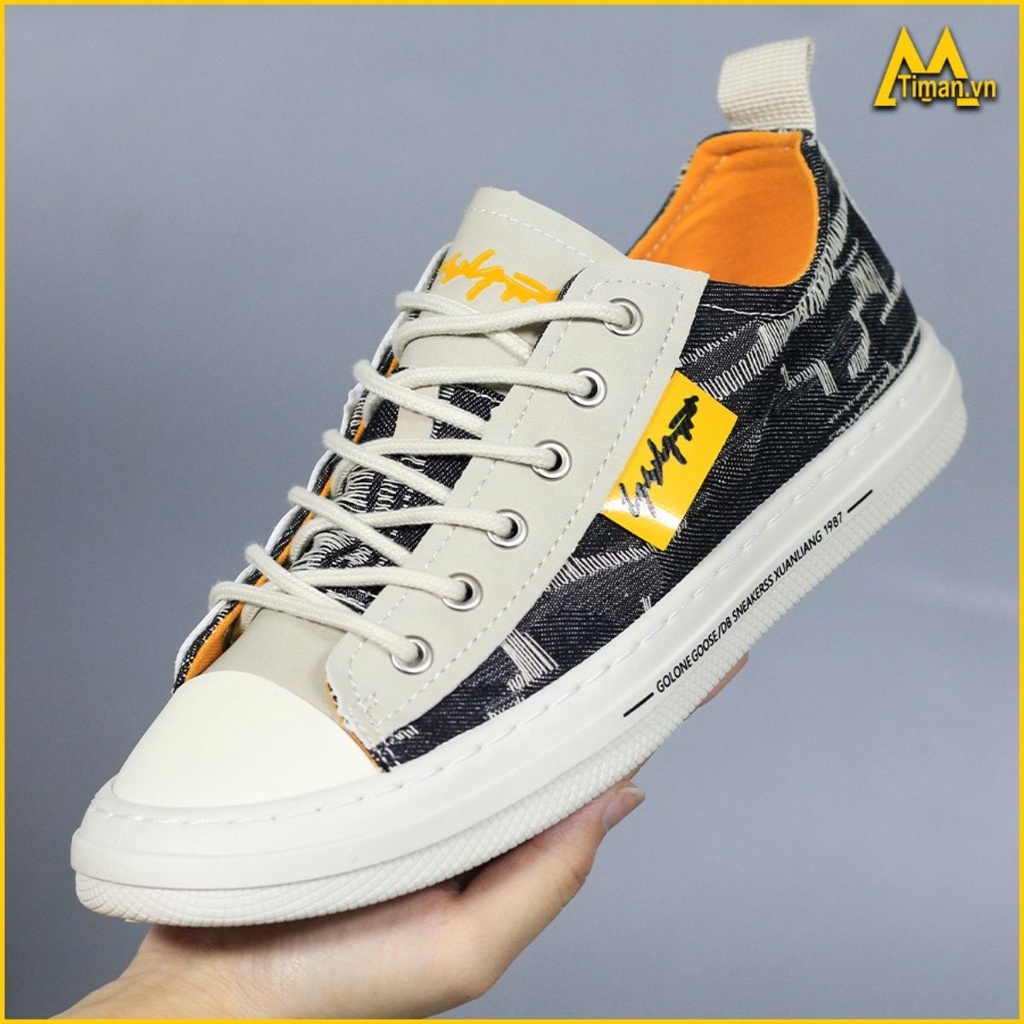 Giày thể thao nam sneaker cổ cao chất liệu da màu đen đế cao cao cấp độn đế đẹp bảo hành 1 năm SH39 TIMAN