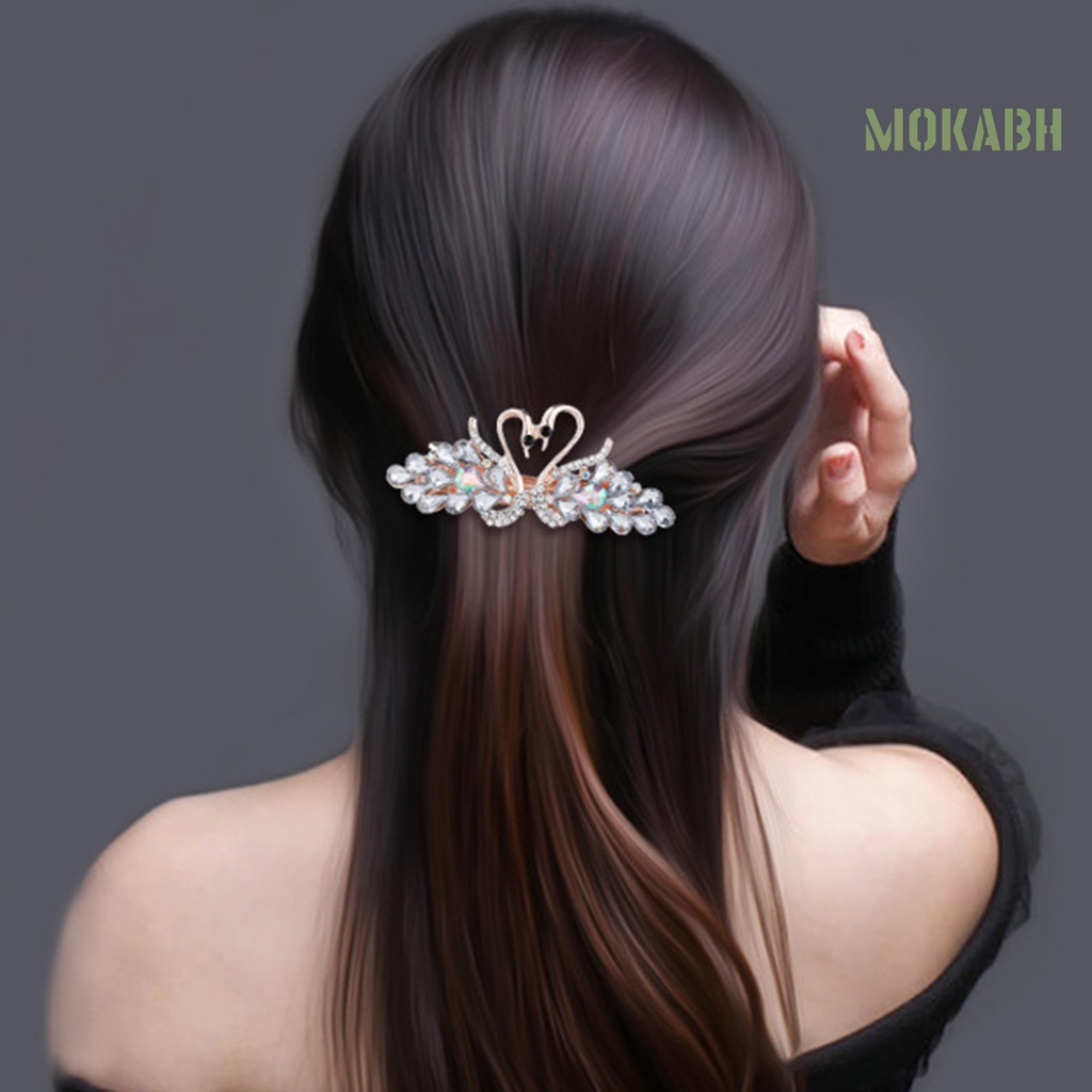 Kẹp Tóc Hình Thiên Nga Đính Đá Lấp Lánh Thanh Lịch Cho Nữ