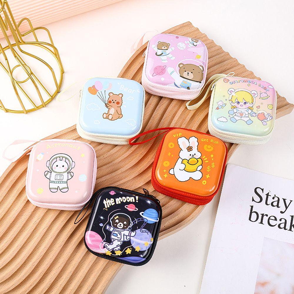Ví Đựng Tiền Xu / Tai Nghe / Dây Cáp USB Bằng Thiếc In Hình Thỏ Phi Hành Gia Dễ Thương Cho