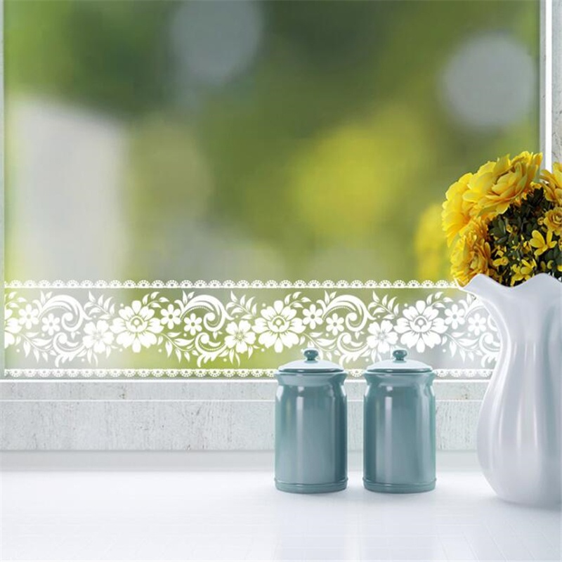 White Lace Window Glass Sticker Coffee Shop Noble Flower Lace Mirror Wall Stickers Clothing Store Window Decoration