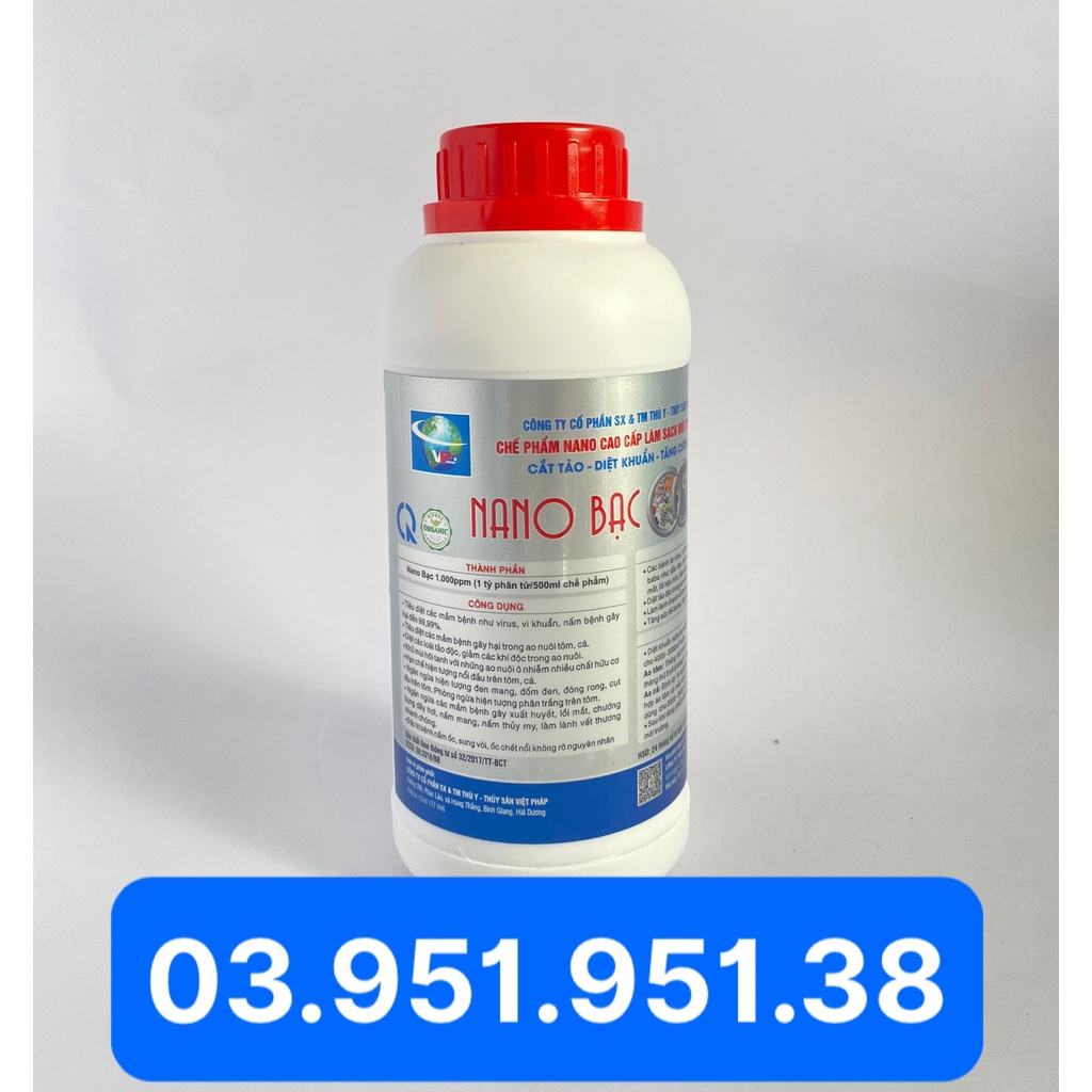 Nano Bạc Đặc Trị Sưng Vòi Ốc Bươu Đen, Trị Nấm Khử Trùng Ao Nuôi, Hôi Tanh, Diệt Tảo Lam, Phòng Trị Bệnh Cho Thủy Sản