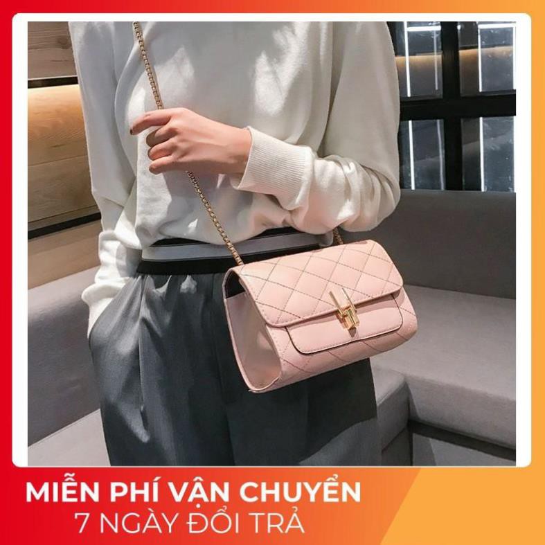 Túi xách đeo chéo nữ ( Mới ) KHÓA XOAY Chữ Y HÀN QUỐC trẻ trung / MÀU ĐEN trắng loại lớn