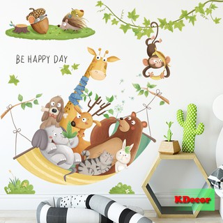 Decal dán tường thú nằm võng