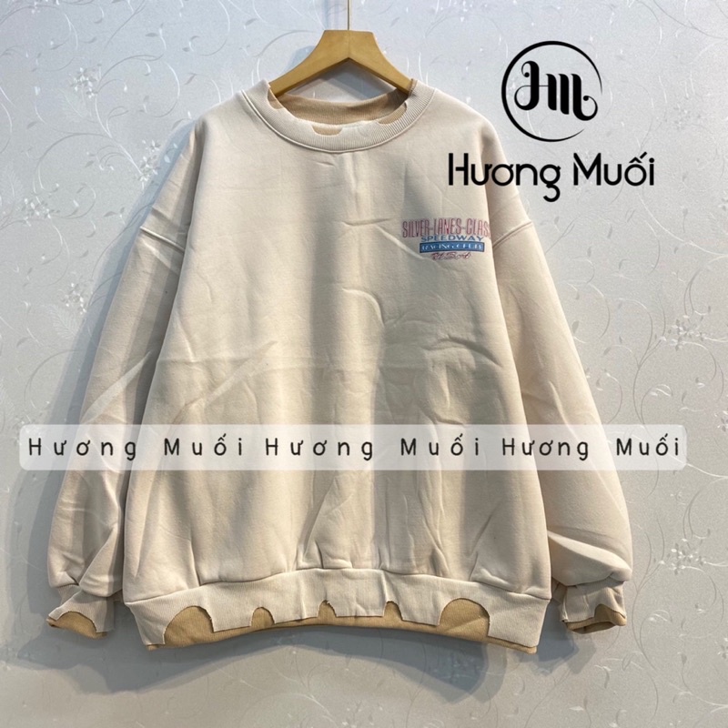 Áo nỉ cổ tròn pha rách 500 - sweater nỉ bông | BigBuy360 - bigbuy360.vn