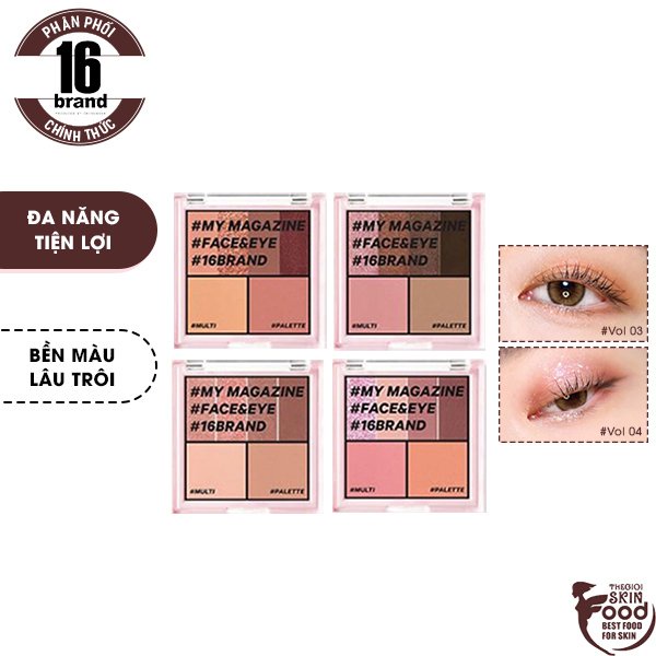 [FACE & EYE 6 IN 1] Bảng Phấn Mắt, Má Hồng, Tạo Khối Đa Chức Năng 16Brand My Magazine 8.5g