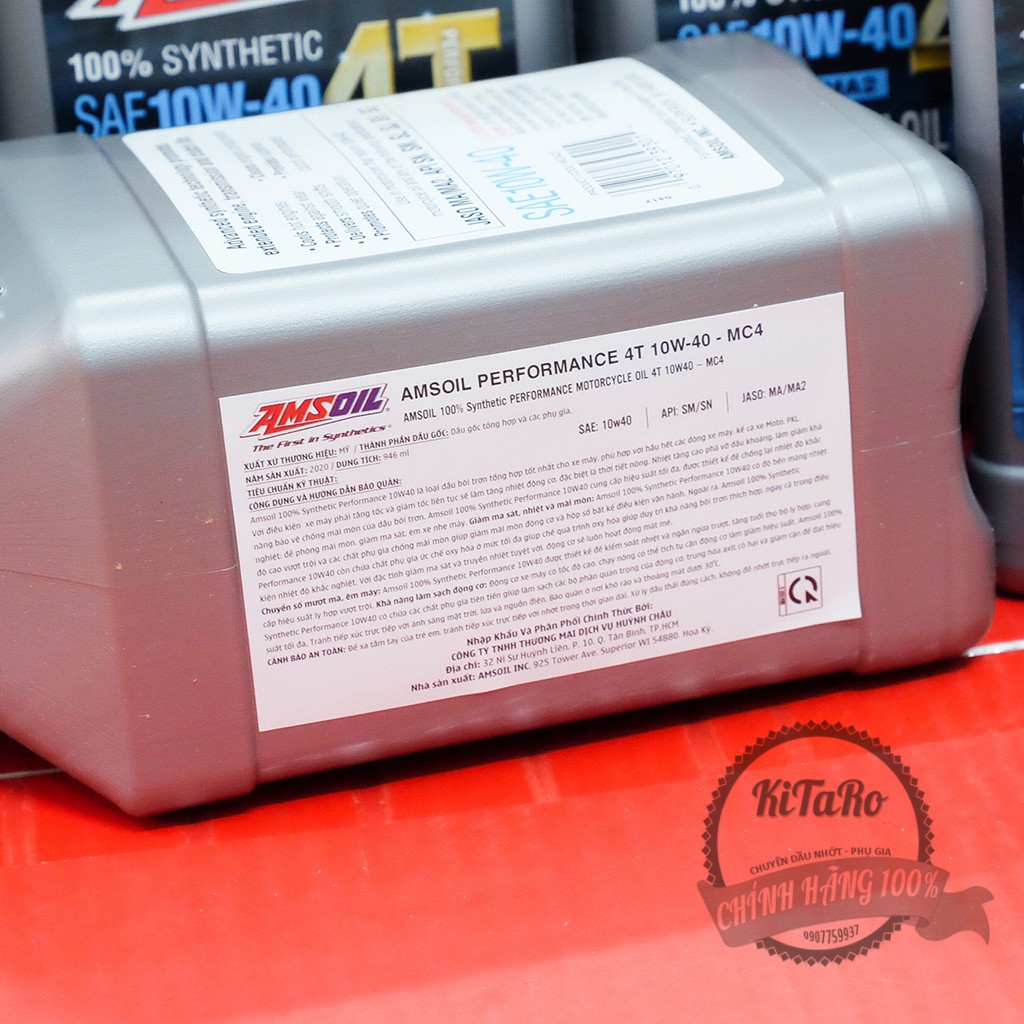 Nhớt Amsoil 4T Performance 10W40 100% Synthetic, Dầu Nhớt Xe Số Tay Côn