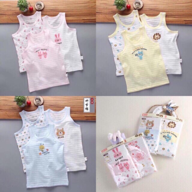 Set 3 áo 3 lỗ cotton sợi tre 99k  ( 3 áo )