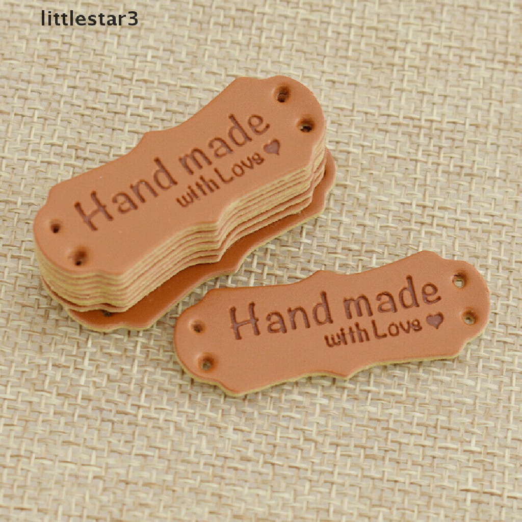 Bộ 50 Thẻ Tag Da PU In Chữ Handmade With Love Độc Đáo DIY