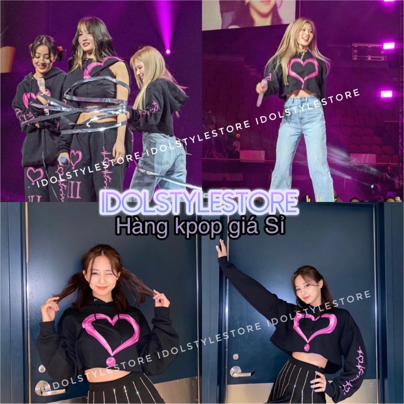 Áo croptop và nỉ mũ concert của Twice