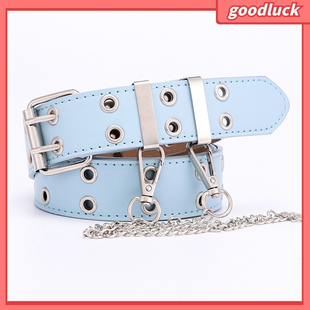 Thắt Lưng Hai Hàng Nút Cài Màu Trơn Phong Cách Punk Hip hop Cho Nam