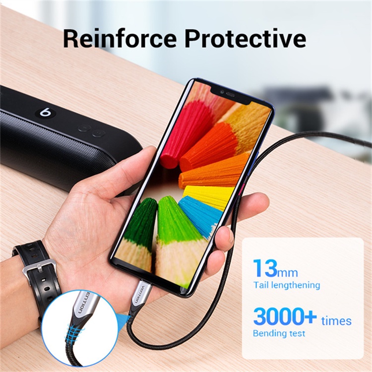 VENTION 3A đầu USB type C Dây cáp sạc sạc nhanh cho điện thoại Samsung Huawei Android