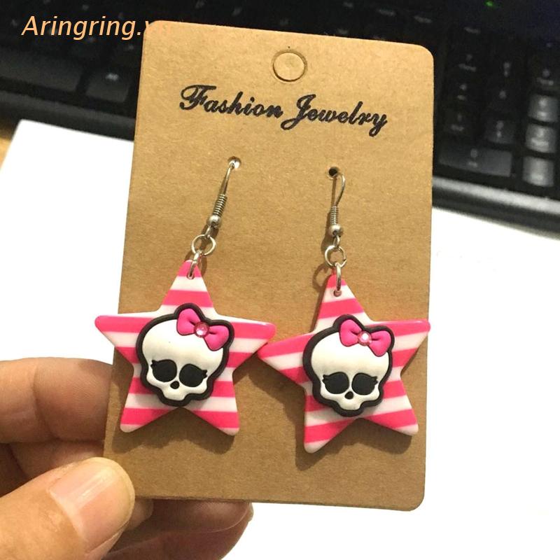 Khuyên Tai Dạng Móc Thả Lủng Lẳng Mặt Hình Đầu Lâu Phong Cách Halloween Cho Nữ