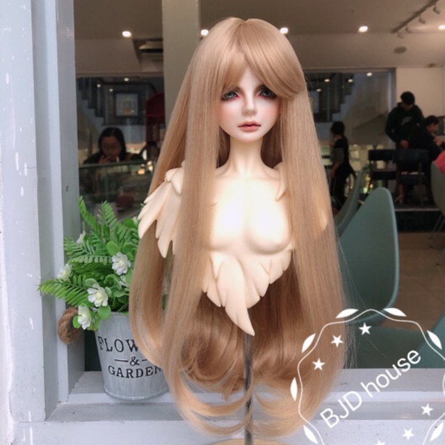 Tóc lụa dài có mái các màu cho búp bê bjd 1/3