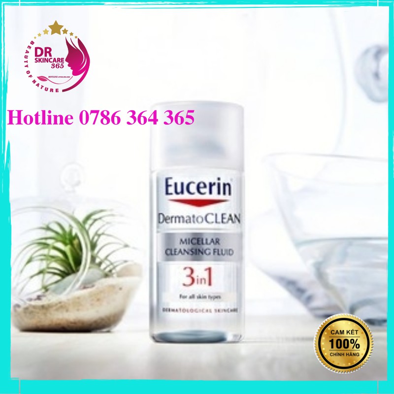 Nước tẩy trang 3 trong 1 Eucerin DermatoClean Micellar Cleansing Fluid cho mọi loại da