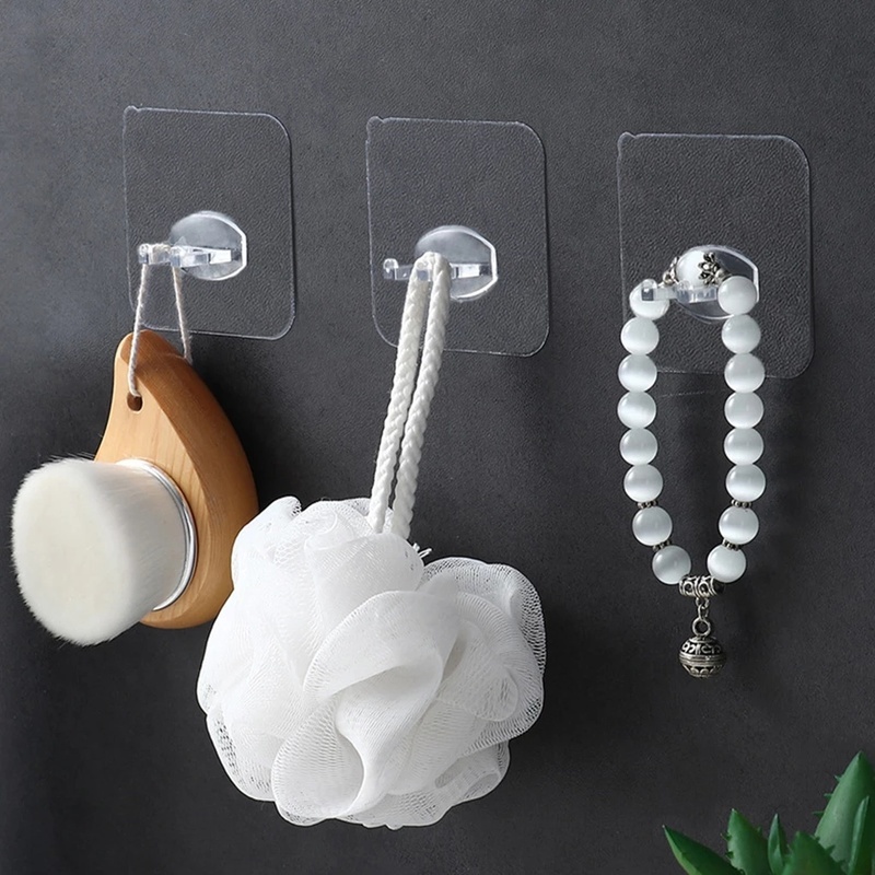 Set 4 móc treo bàn chải đánh răng dán tường trong suốt