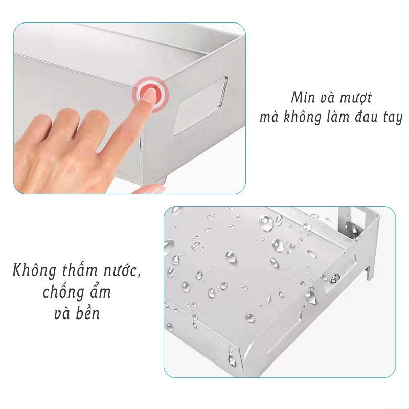 Kệ Gia Vị, Giá Gia Vị Inox Không Gỉ, Kệ Để Đồ Dán Tường Nhà Bếp, Phòng Tắm Đa Năng LEON OFFICIAL