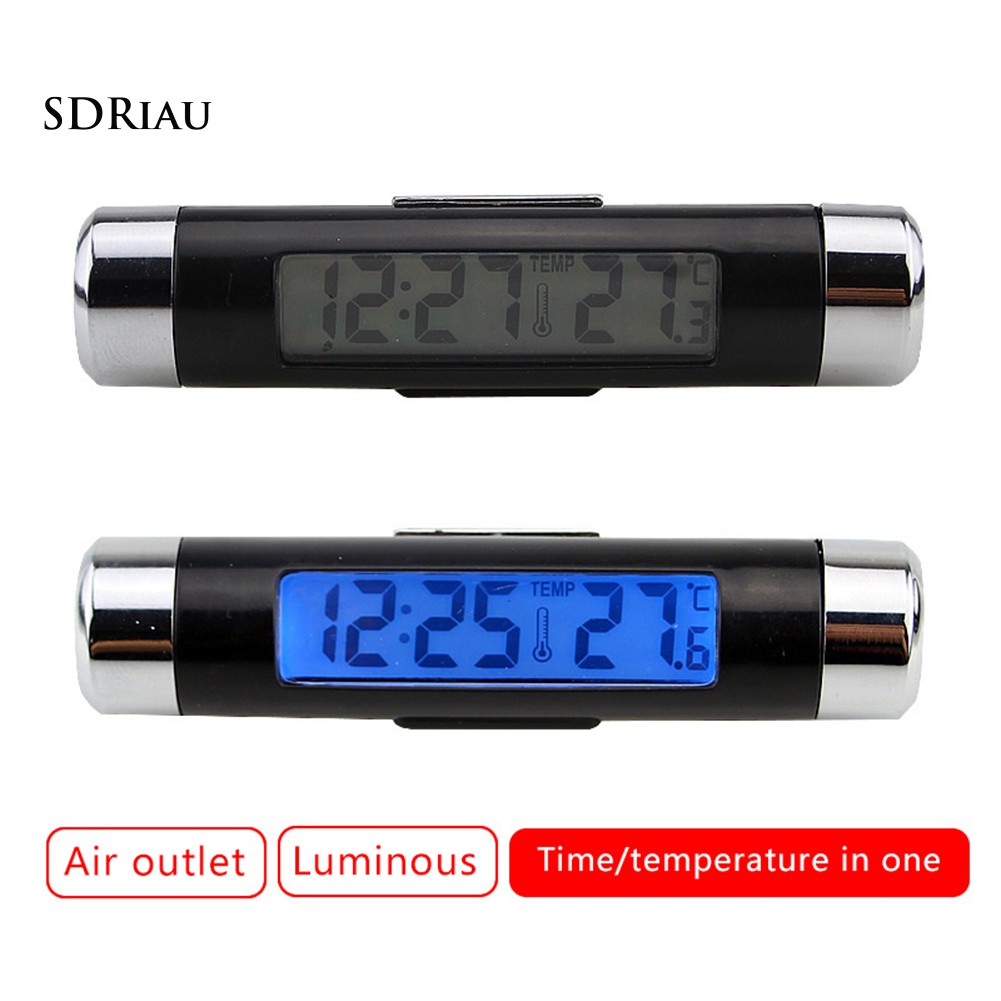 Đồng hồ điện tử 2 trong 1 tích hợp đèn led cho xe hơi