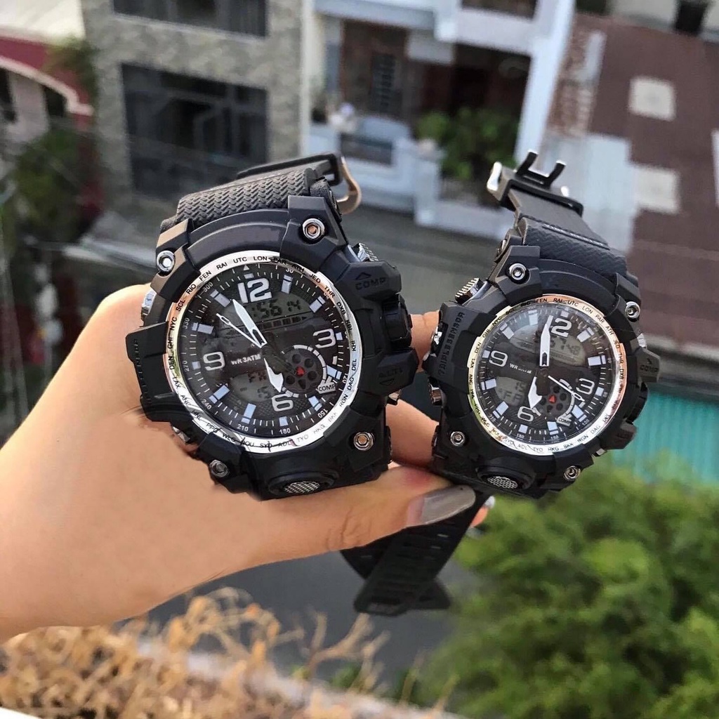 Đồng hồ thể thao nam nữ kim điện tử - GA1100 viền trắng