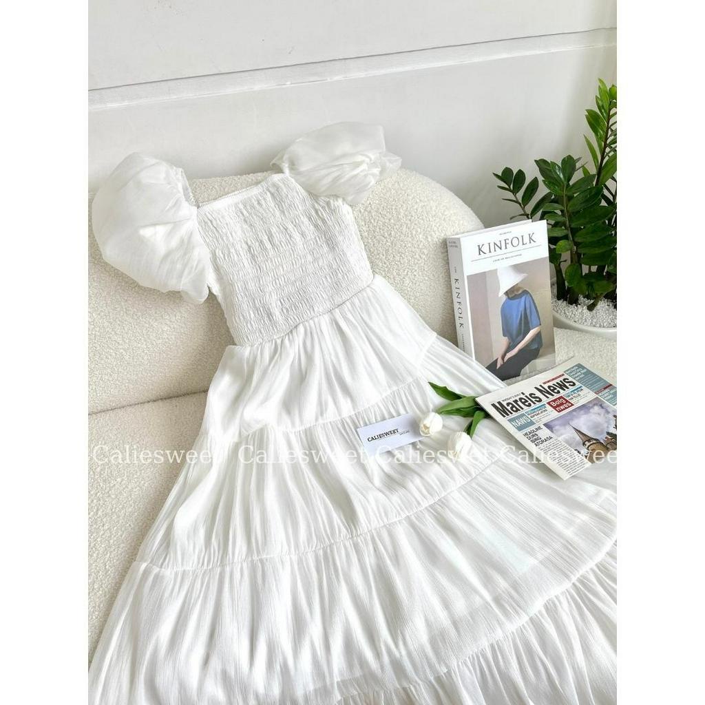 Đầm maxi trễ vai Caliesweet váy maxi đi biển chun bụng chất tơ cao cấp CLV0057V