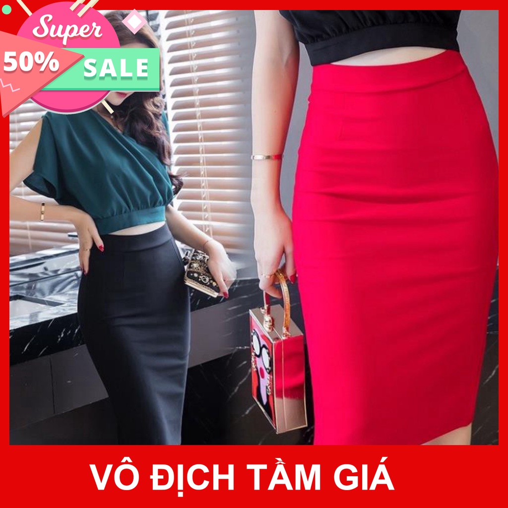 Chân váy bút chì sẻ sau dáng công sở chất thun ôm có giãn