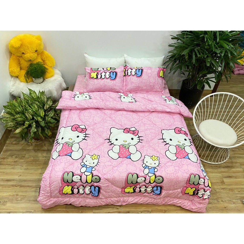 Bộ chăn phao ga gối poly cotton MẪU - kitty