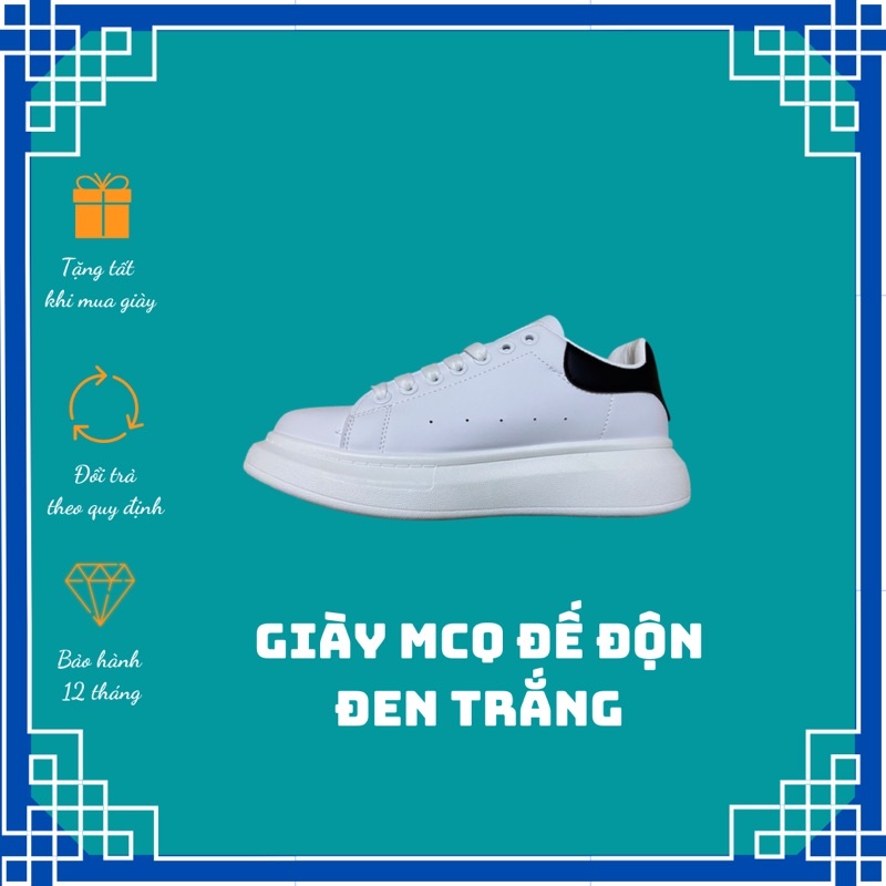 Giày nam trắng tăng chiều cao MCQ sneaker đế độn mũi tròn PT07