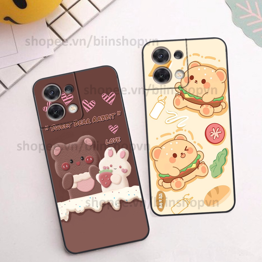Ốp Oppo RENO 8 5G / RENO 8Z 5G / RENO 8 4G in hình gấu chocolate kẹo ngọt siêu đẹp siêu xinh