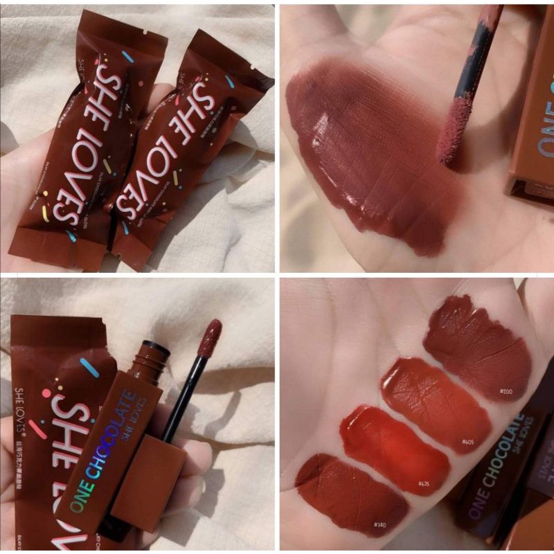 Son kem lì SheLoves socola One Chocolate ngọt ngào Sheloves chocolate matte lip glaze velvet matte không phai son môi son kem