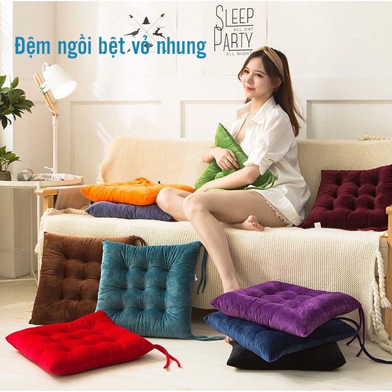 [ SIZE 40CM / DÀY 5CM ] ĐỆM NGỒI BỆT VUÔNG VẢI NỈ NHUNG MÀU MỚI SBK064