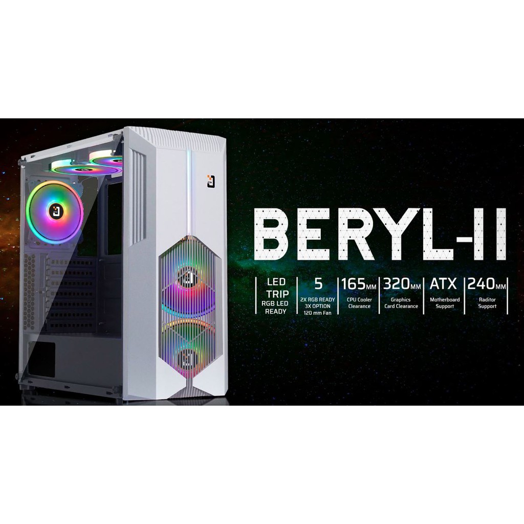 Vỏ case Jetek Beryl2 (WHITE)Tặng 2 Fan RGB