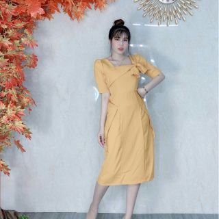 Váy nơ cổ vuông