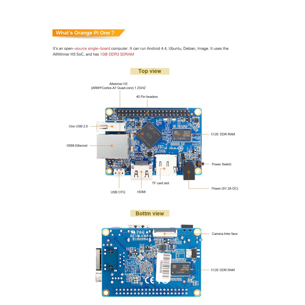 Orange Pi One 1GB H3 Quad-Core ,Support Android,Ubuntu,Debian Mini Singe Board Computer | BigBuy360 - bigbuy360.vn