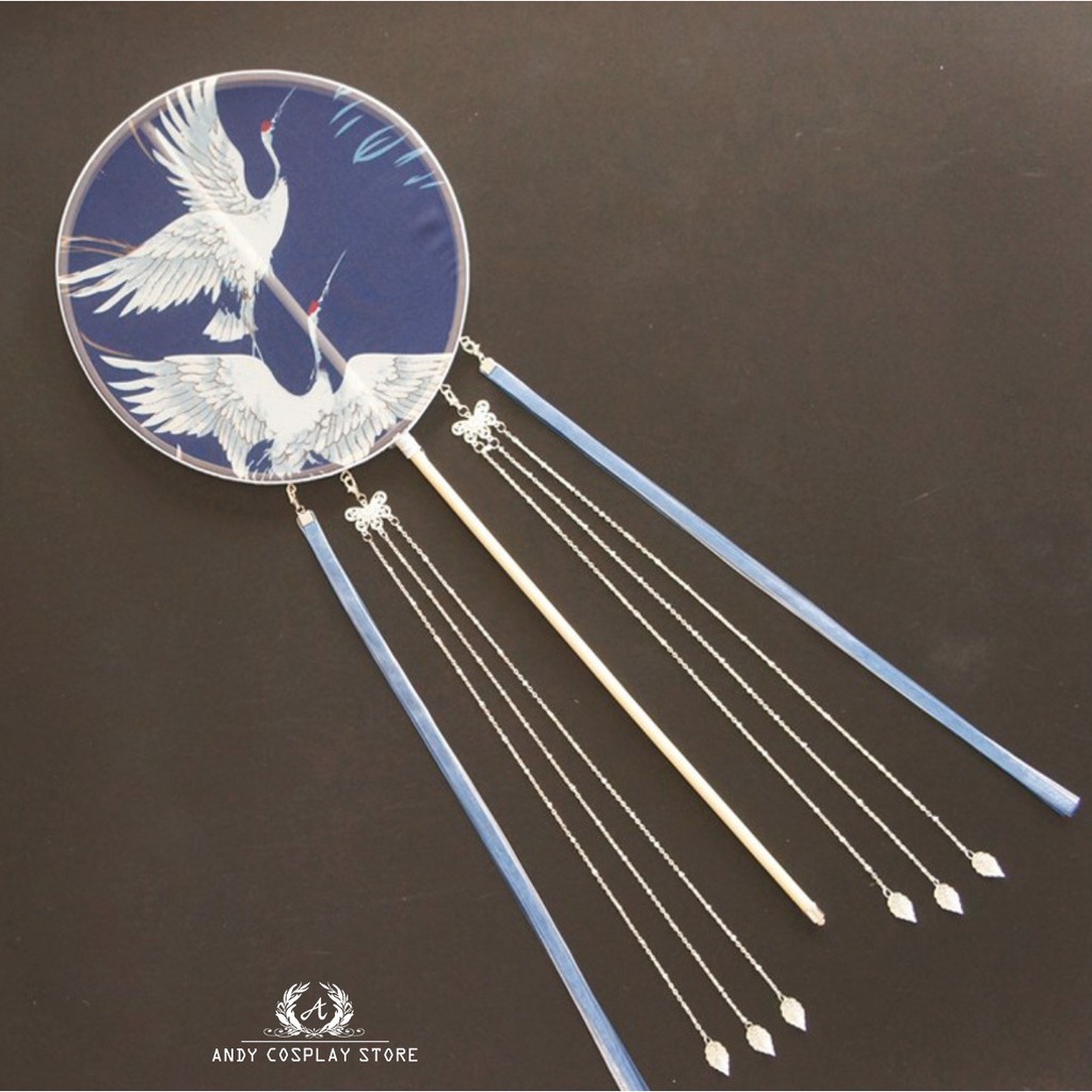 [CÓ SẴN] Quạt tròn hạc cổ trang